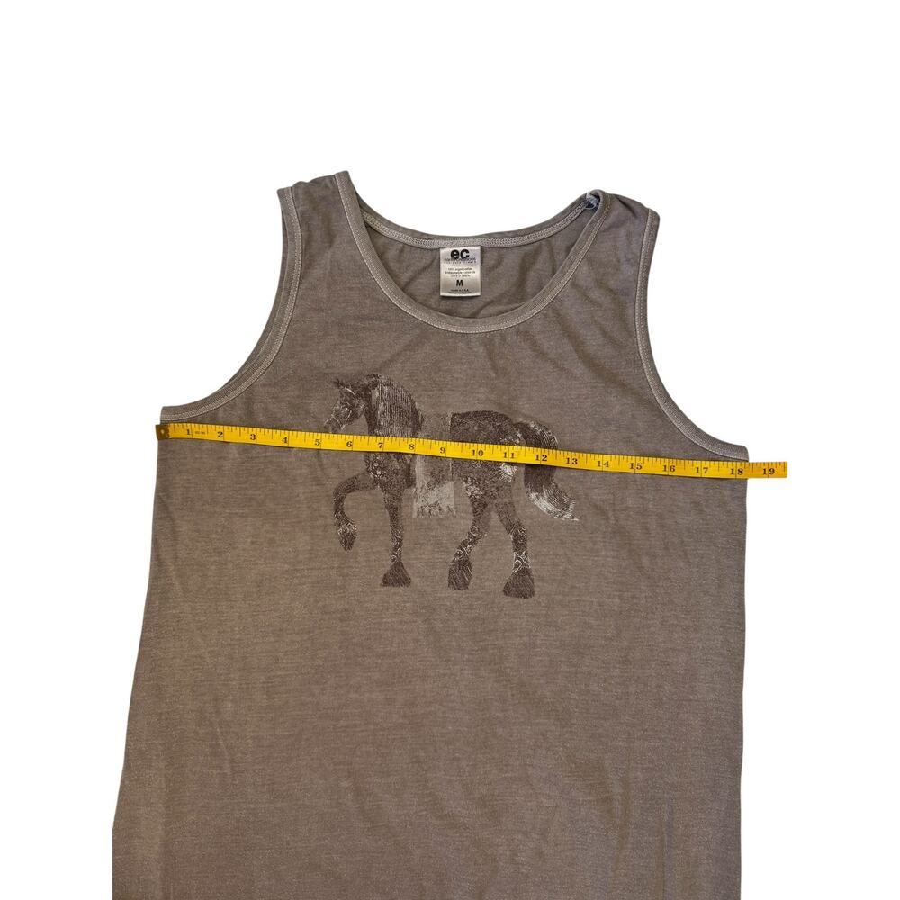EARTH CREATION Horse Print Brown Cotton Tank Dress SZ Medium Organic Made in USA - Picture 7 of 8